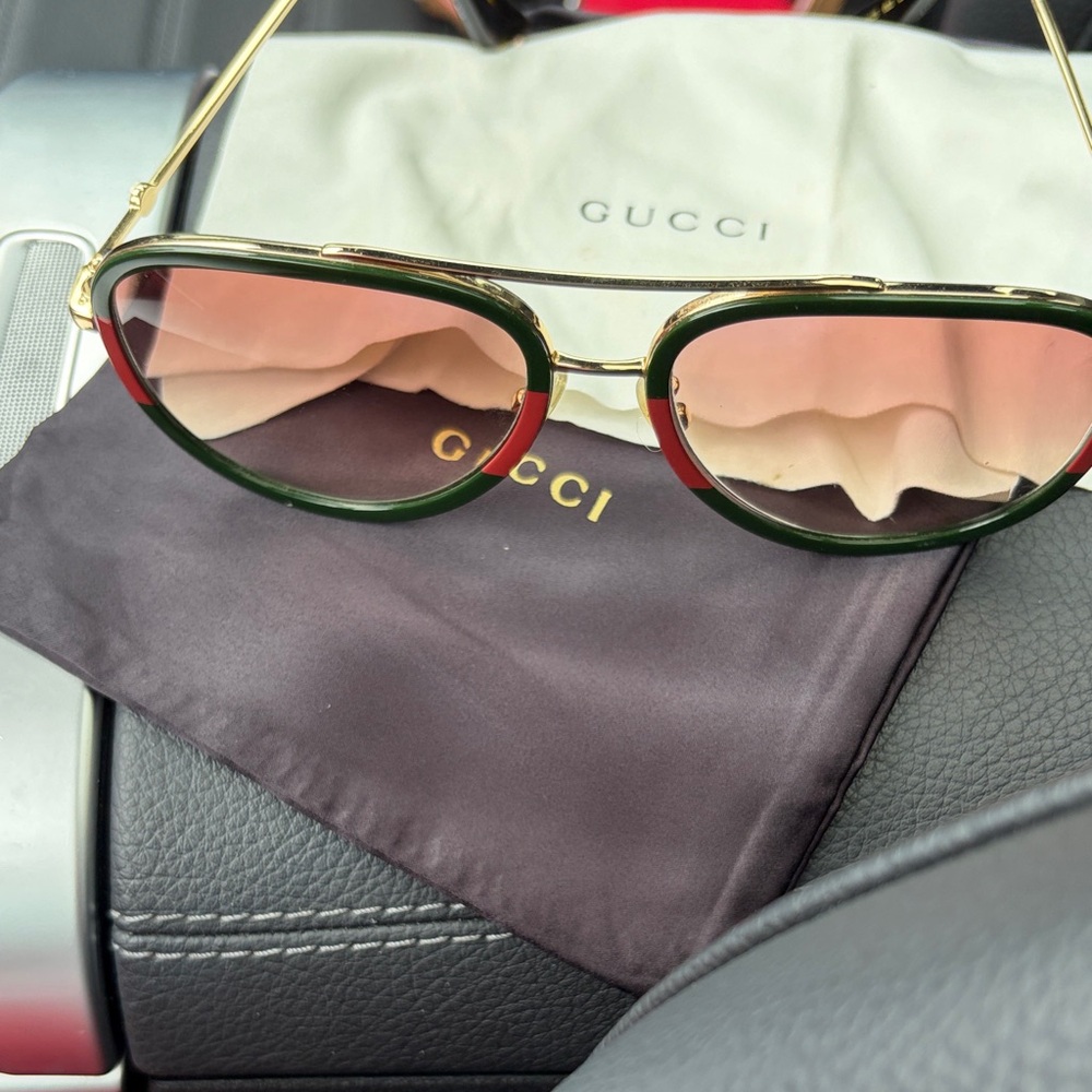 Gucci Sunglasses with Green and Gold Frame